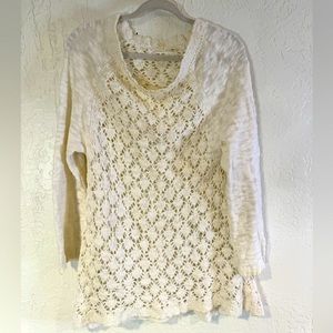 Anthropologie Moth Cream Openwork Sweater